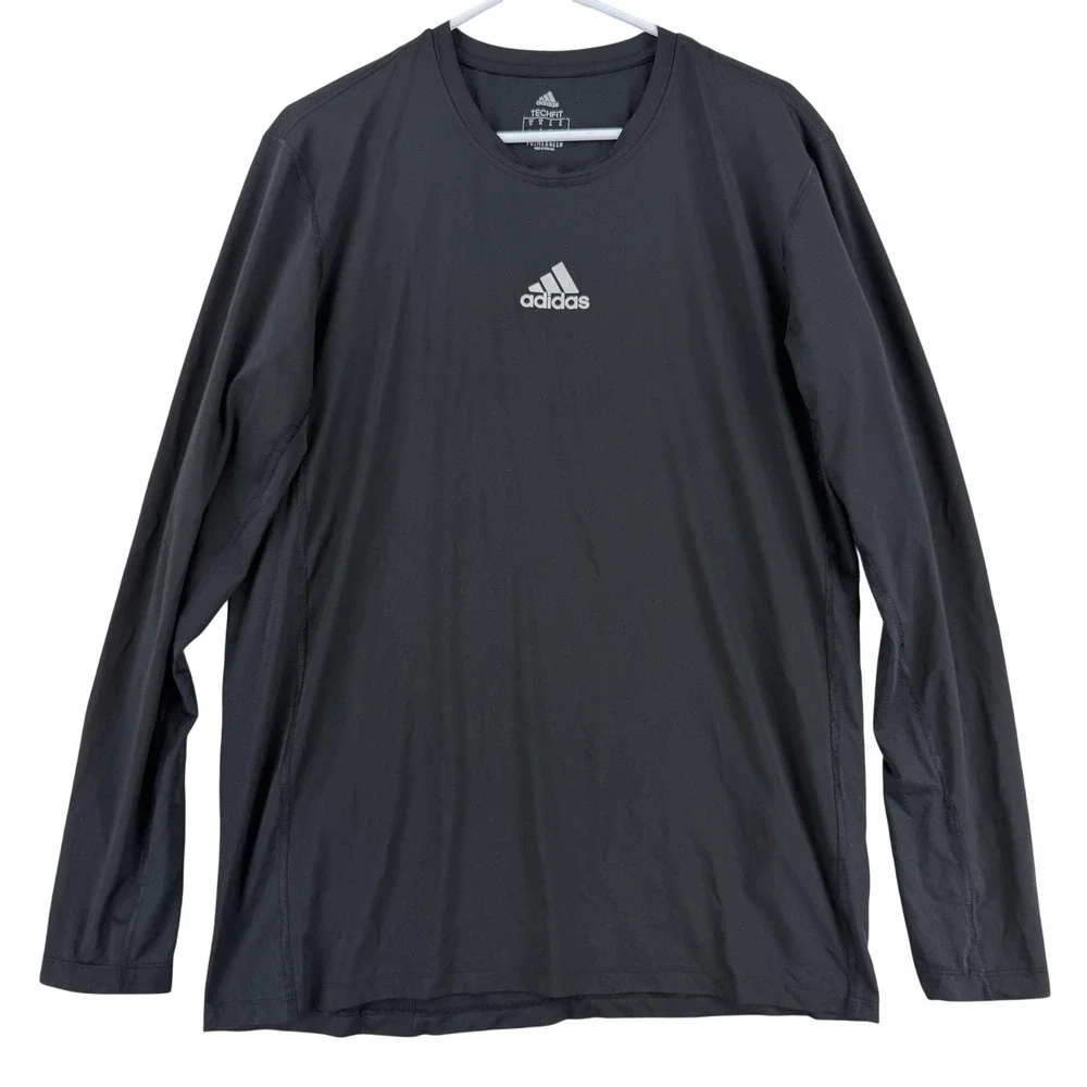 Adidas Techfit Shirt Mens XL Black Long Sleeve Primegreen Athletic Training Top